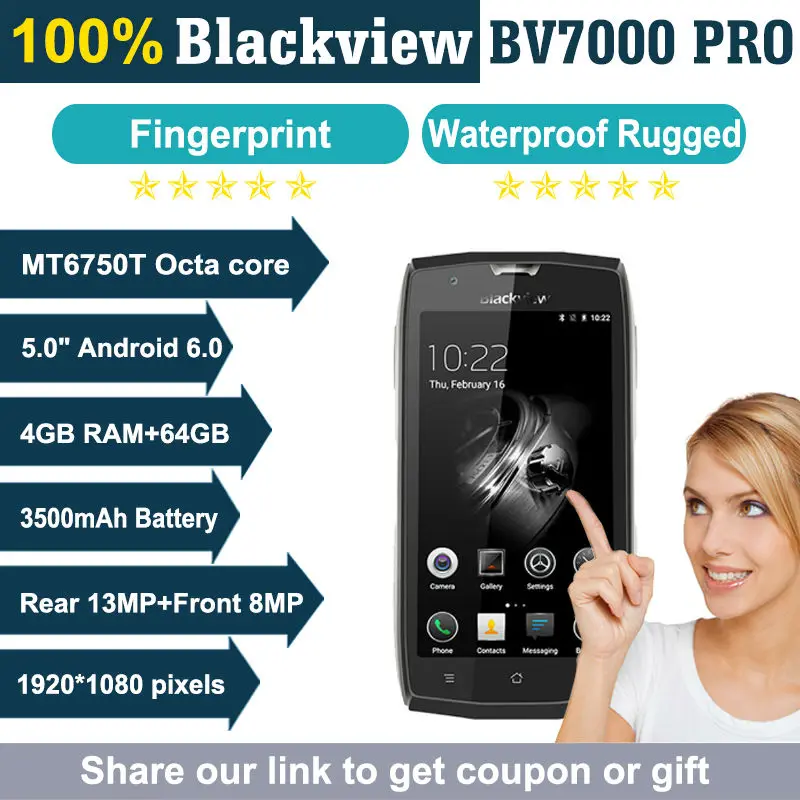 2017 Blackview BV7000 про мобильный телефон IP68 Водонепроницаемый MT6750T Octa Core 5 &quotFHD 4 г + 64