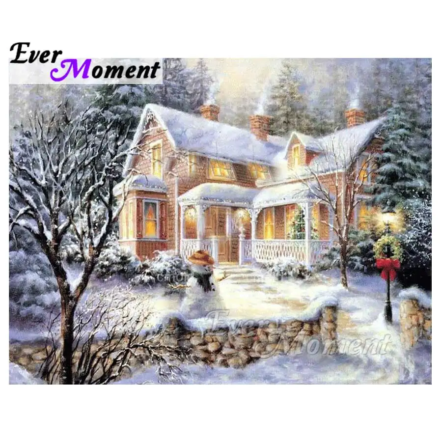 

Ever Moment Diamond Painting 5D DIY Christmas Snowman House Full Square Drill Diamond Embroidery Picture Mosaic Decor S2F643