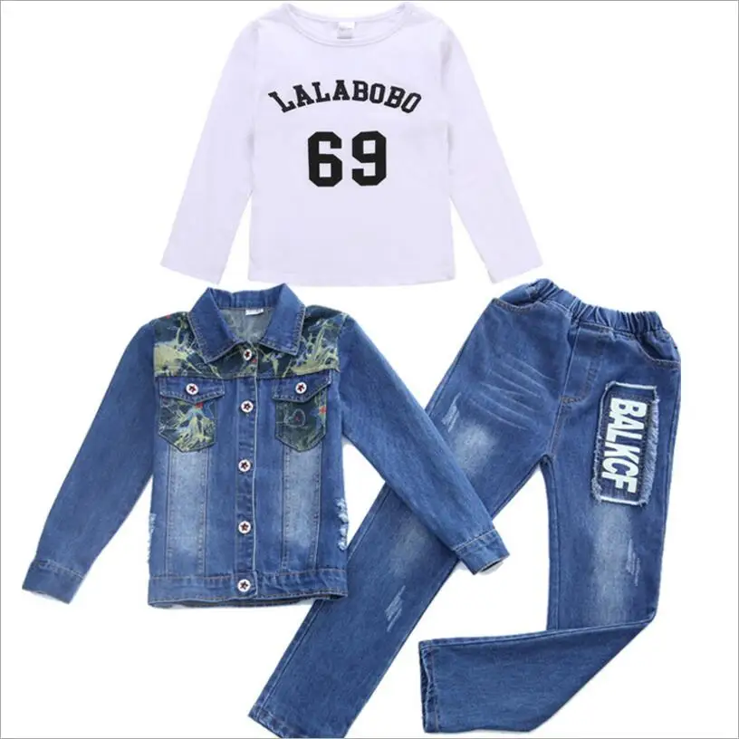2019 new children spring autumn set boy girl letter print stitched