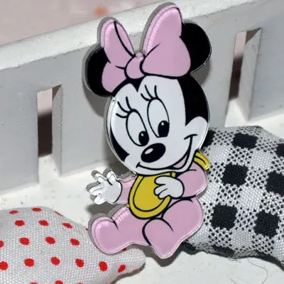 1 шт. очаровательные комбинезоны с рисунком «Микки Маус» Аксессуары Minnie Kawaii аниме значки с героями мультфильмов акриловые заколки Брошь на рюкзак сумки декоративные для девочек подарок на день рождения - Цвет: Лиловый