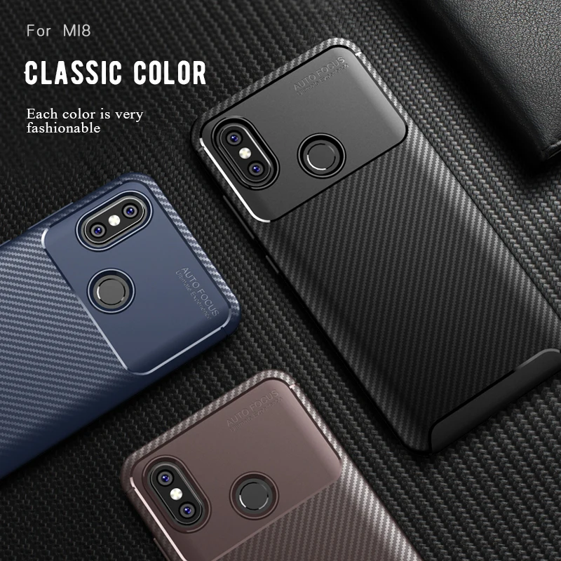buy Carbon Fiber Texture Silicon Case For Xiaomi Mi A2 Mi6X Mi8 poco f1 Phone Protective Cover on the Redmi Note 6 5 pro 6A Coque