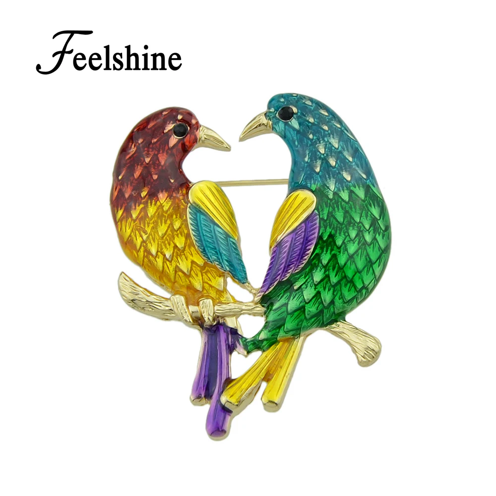 Feelshine Perhiasan Warna Emas Logam Dengan Enamel Merah Hijau