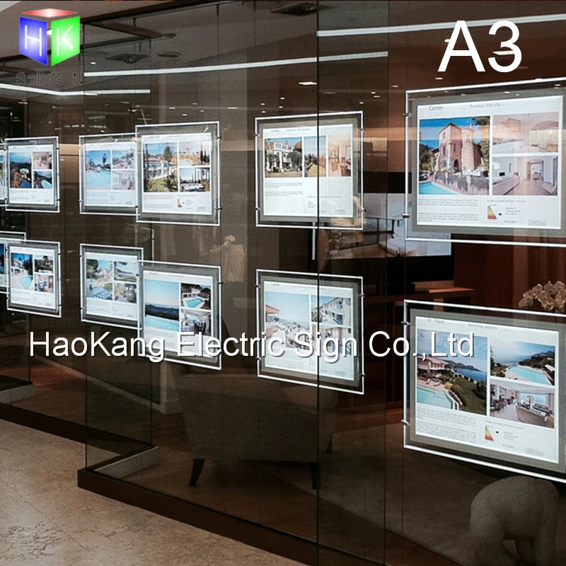 

Double Side Acrylic Crystal Led Backlit Poster Light Box Frame For Real Estate Window Sign