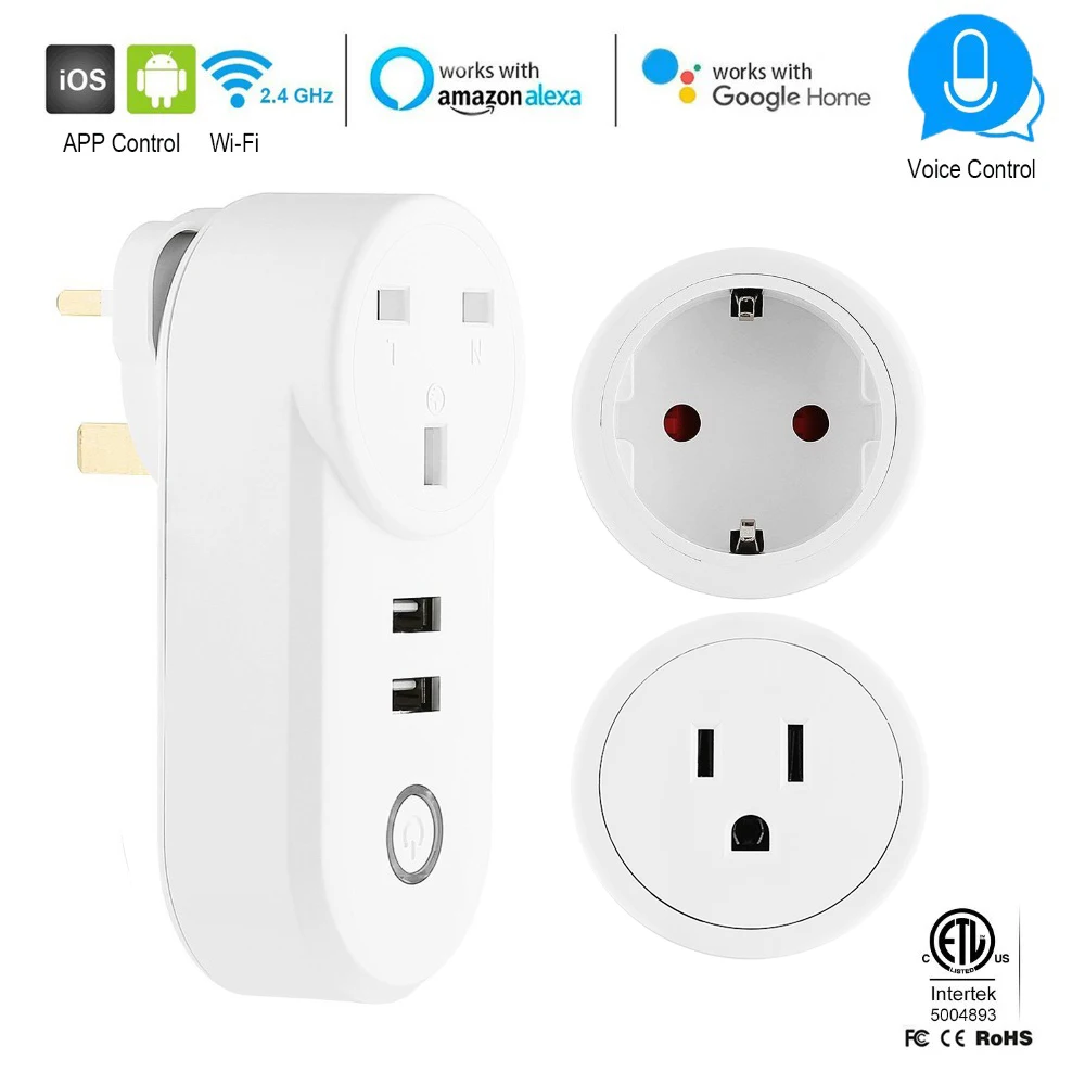 Смарт розетка с Wi Fi и таймером 10 А 2 USB порта|Умные розетки| |