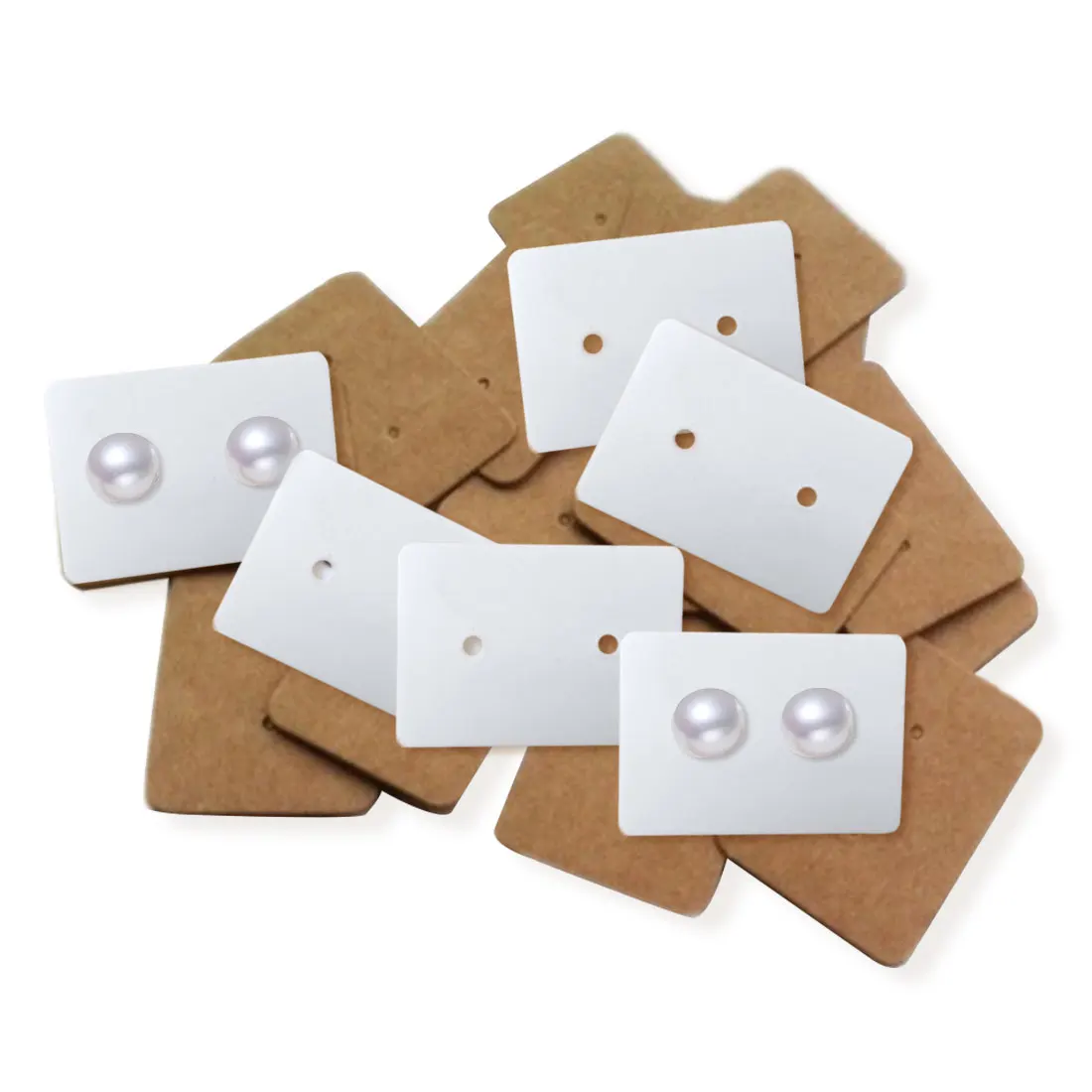 

100 Pcs2.5x3.5cm Blank Kraft Paper Earring Cards Hang Tag Jewelry Display Ear Stud Cards Favor Label Tag White Black Brown Color