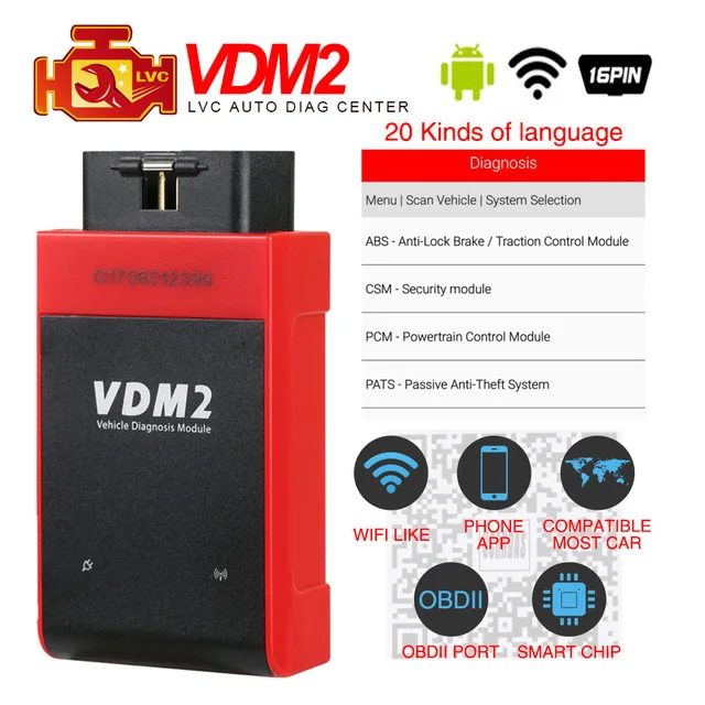 

UCANDAS VDM2 full systems Auto OBD2 Diagnostic tool Scanner Newest V3.9 Wifi On Android VDM II VDM 2 update free PK M diag