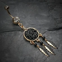 1pcs Colorful Crystal 4 Styles Dangle Stainless Steel Dream Catcher Belly Button Ring navel piercing jewelry
