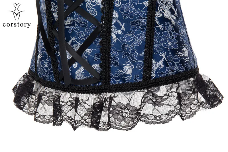 Corstory сексуальный готический цветочный кружевной Бюстье Топы могут соответствовать викторианскому стимпанк юбка для женщин корсет для похудения сетчатая блузка 6XL Костюмы