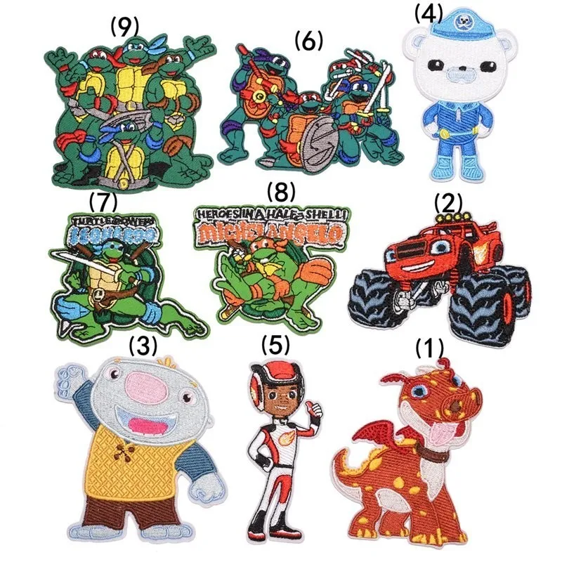 

Fine Cartoon Car Embroidered Patches Iron On Fun Dogs Animal Rock Appliques Sewing Stickers On Clothes Jeans Punk Style Decor