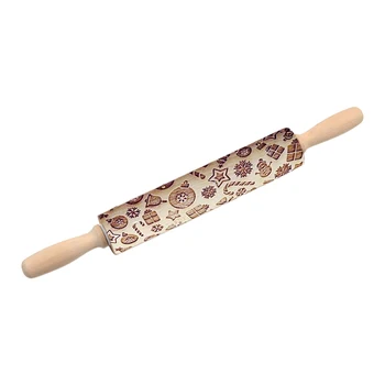 

Christmas Gift Pattern Embossing Rolling Pin For DIY Kitchen Gingerbread Cookies LBShipping