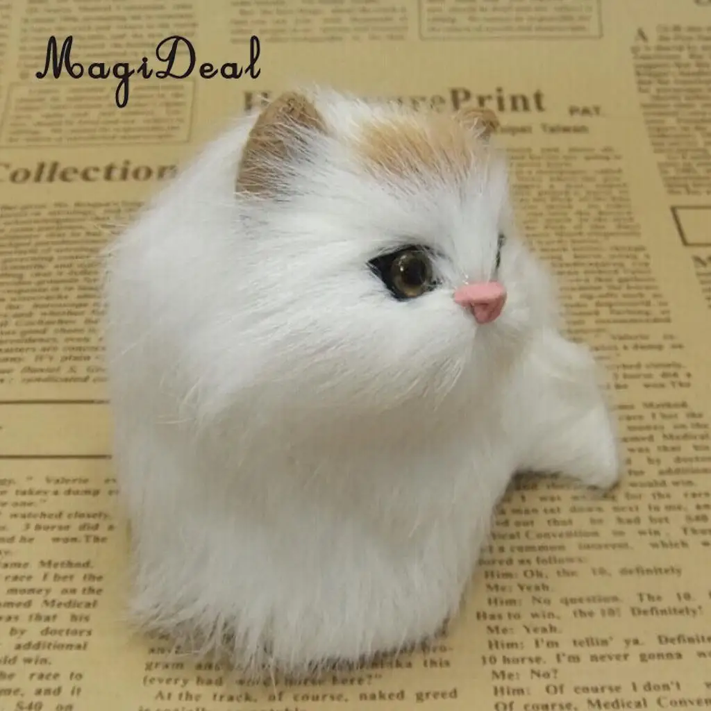MagiDeal Cute Realistic Cat Toys Furry Interior Ornament Bedroom Living Room Baby Room Book Desk Decor Kids Baby Youth Gift Toy