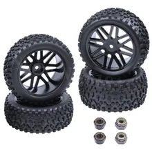 4Pcs Rubber RC Tires Plastic Wheel Rims For 1 10 Buggy Hex Hub 12mm Electric Nitro