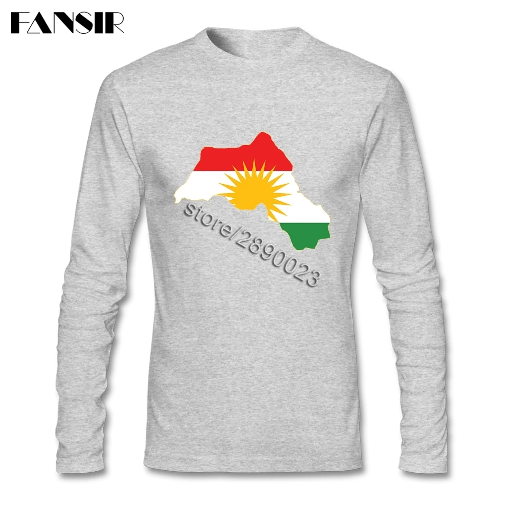 Kurdistan Флаг футболки для мужчин уникальная одежда для молодежи с длинным рукавом хлопок вырез лодочкой
