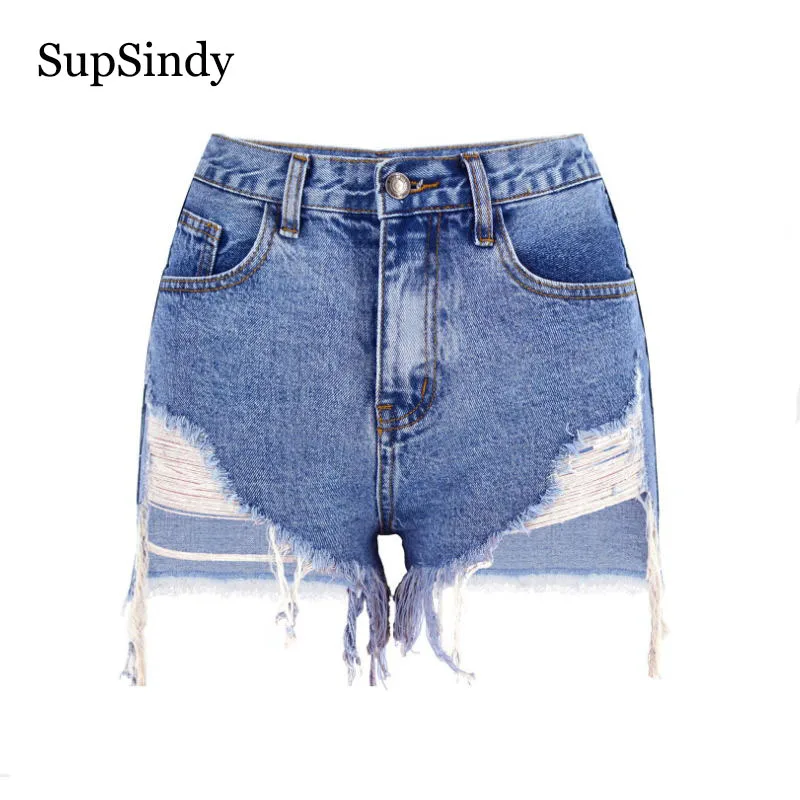 Женские короткие джинсы SupSindy винтажные джинсовые шорты с высокой талией и