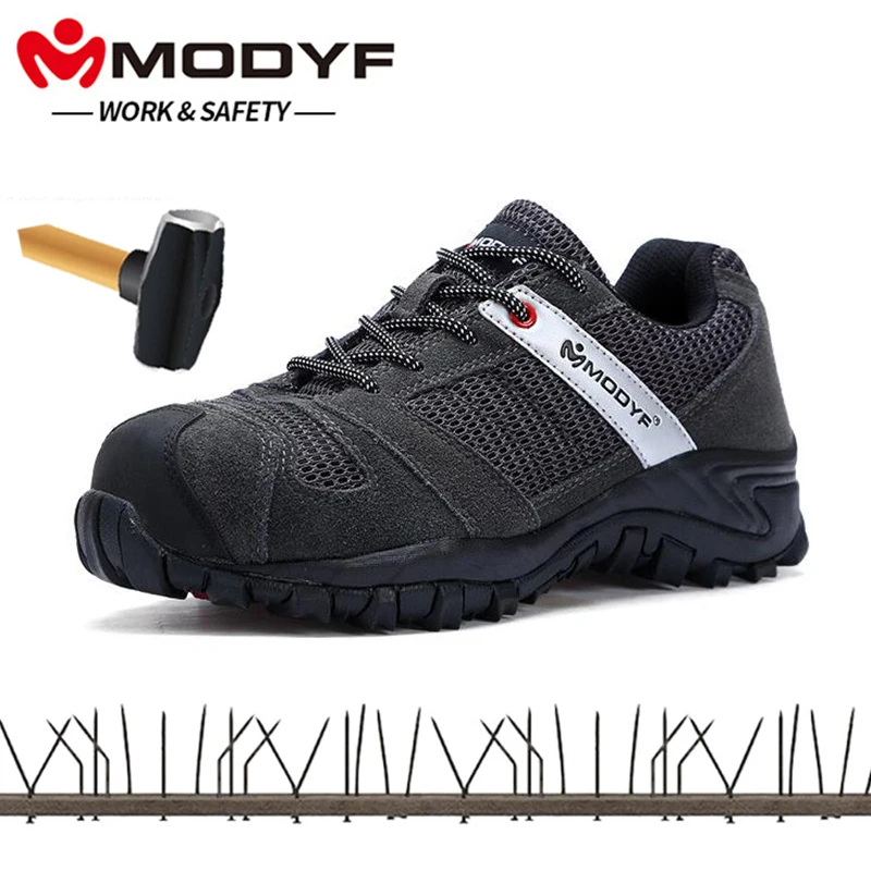 

MODYF Men's Steel Toe Cap Labour Work Safety Shoe Impact-resistant Leather Building Safety shoes Anti-puncture Rubber