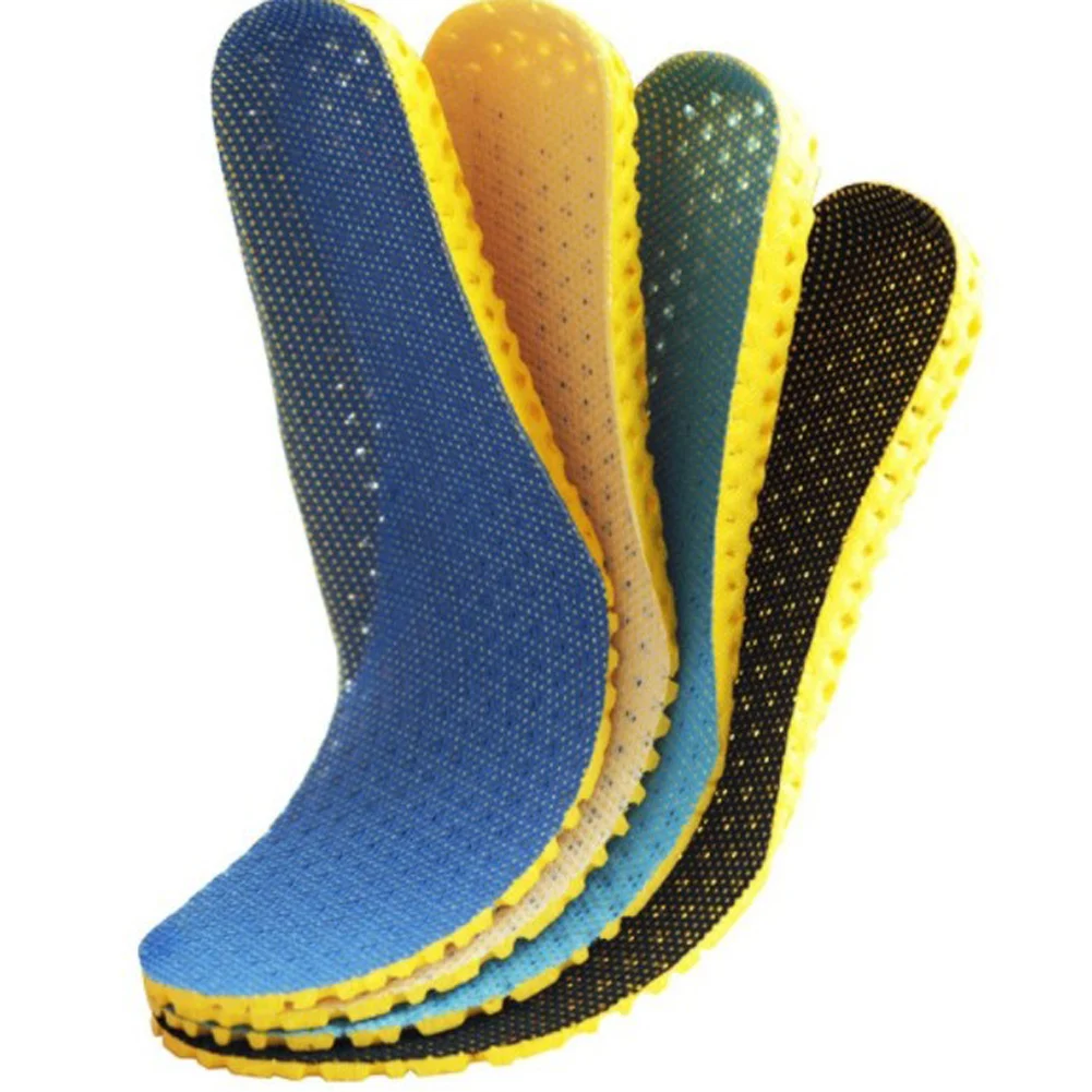 1 Pair Shoes Insoles Orthopedic Memory Foam Sport Arch Support Insert Breathable Soles Pad Women Men Shoes Insert Black Yellow
