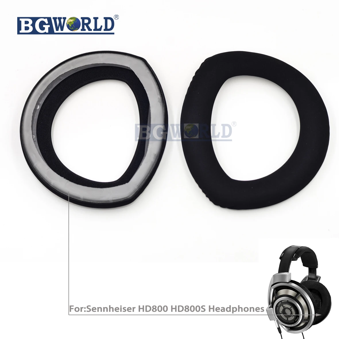 Bgworld Replacement Ear Pads Earpad Foam Cushion For Sennheiser Hd800