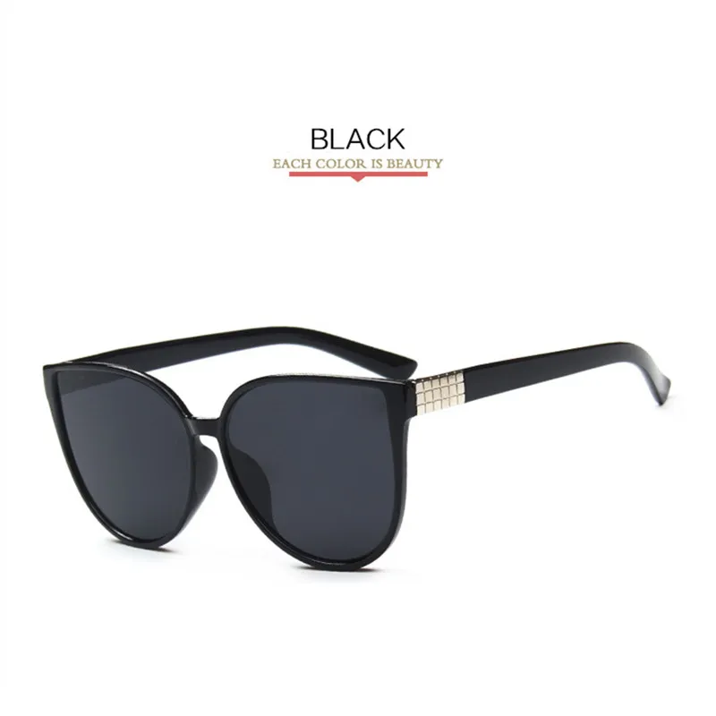 Oulylan мужские солнцезащитные очки больших размеров, солнцезащитные очки «кошачий глаз», женские зеркальные солнцезащитные очки - Цвет линз: Black