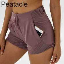 Peatacle Талия Drawstring простые фитнес спортивные шорты для женщин досуг гибкие тренировки шорты для бега с двумя боковыми карманами xs-xl