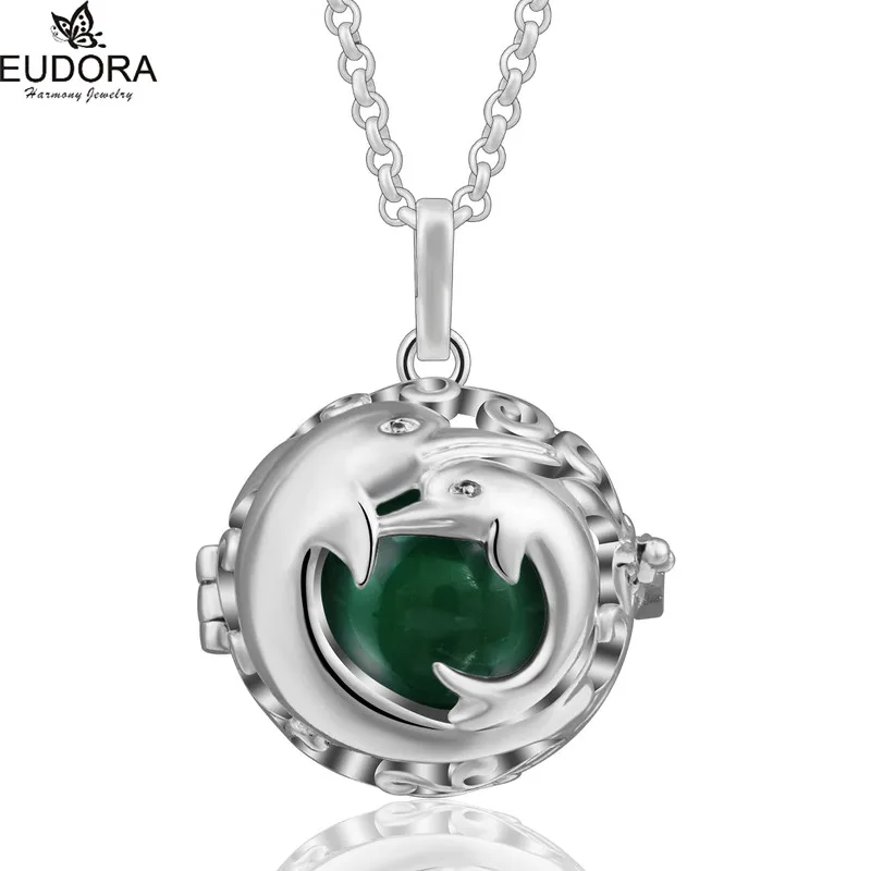 K197N20A09 Eudora Беременность ювелирное изделие, влюбленный Дельфин медальон кулон в форме 20 мм Красочные мексиканский шар, гармония Bola шар подвесные подарочные брелки - Окраска металла: K197N20A09