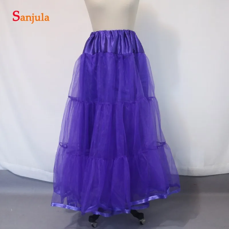 

Long Purple Petticoats Organza Women Party Underskirts 100 CM Length Adult Jupon Robe Real Photos P020