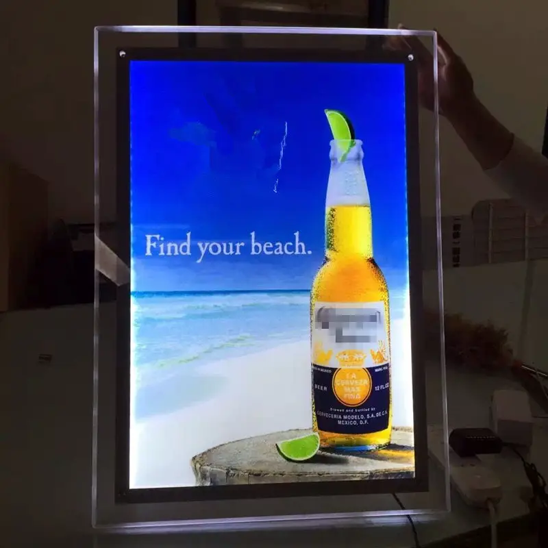 New Crystal Ultra Slim Acrylic LED Light Box,Photo Display,Slimline Sign Size A2 