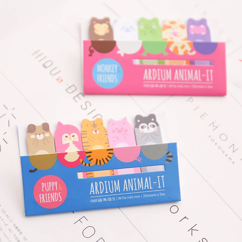 2 шт./лот Kawaii Animal Cat Monkey Frog MemoPads Липкие заметки для детей школьные и офисные