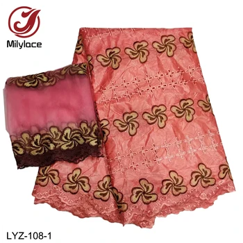 

New Design Hollow Out Bazin Riche Getzner Fabric with Embroidery Tulle Lace Lace for Dress African Lace Fabric LYZ-108