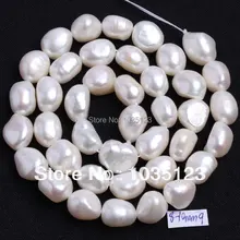Haute qualité 8-9mm naturel blanc perle de culture d'eau douce forme libre perles en vrac brin 14