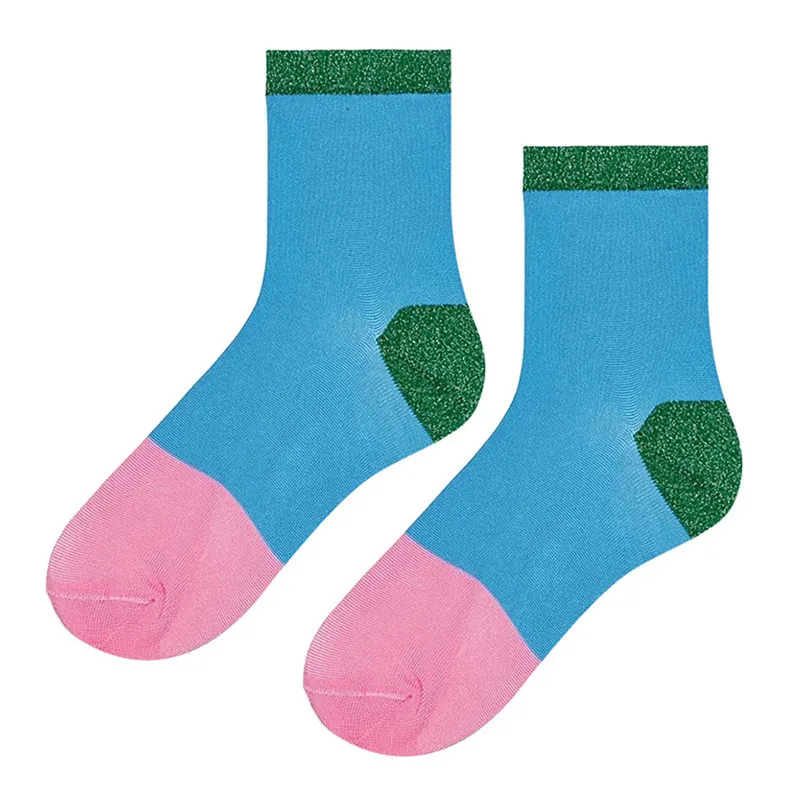 Cycling Socks Spring Winter Women Socks Female Fashion Ins Style Bobbysocks Multicolor Anklets Knee-High Socks #2D18 (2)