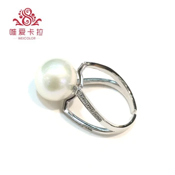 

WEICOLOR Hottest Style! Natural White Round Freshwater Pearl Ring (16-17mm in Diameter)