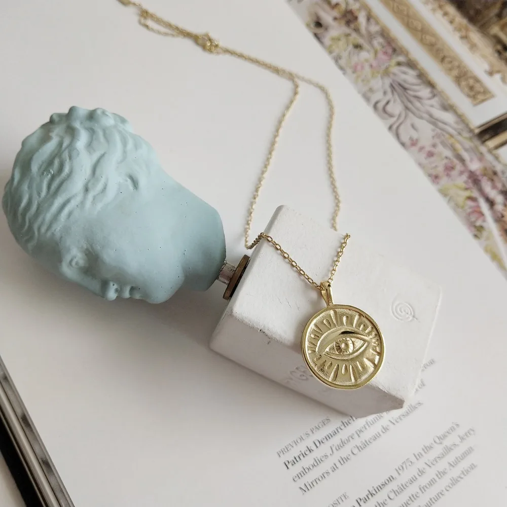 Amaiyllis минималистский 925 стерлингового серебра сглаза монеты ключицы ожерелья цепи подвески для женщин вечерние свадебные украшения подарок