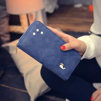 

2017 frosted little dolphin, zipper purse, ladies long hand bag, wallet, matte leather, Korean fashion trend