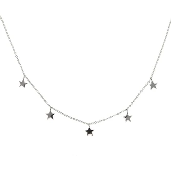 925 sterling silver 5 pcs plain star drop charm choker elegance classic 2019 christmas gift high quality trendy silver necklace