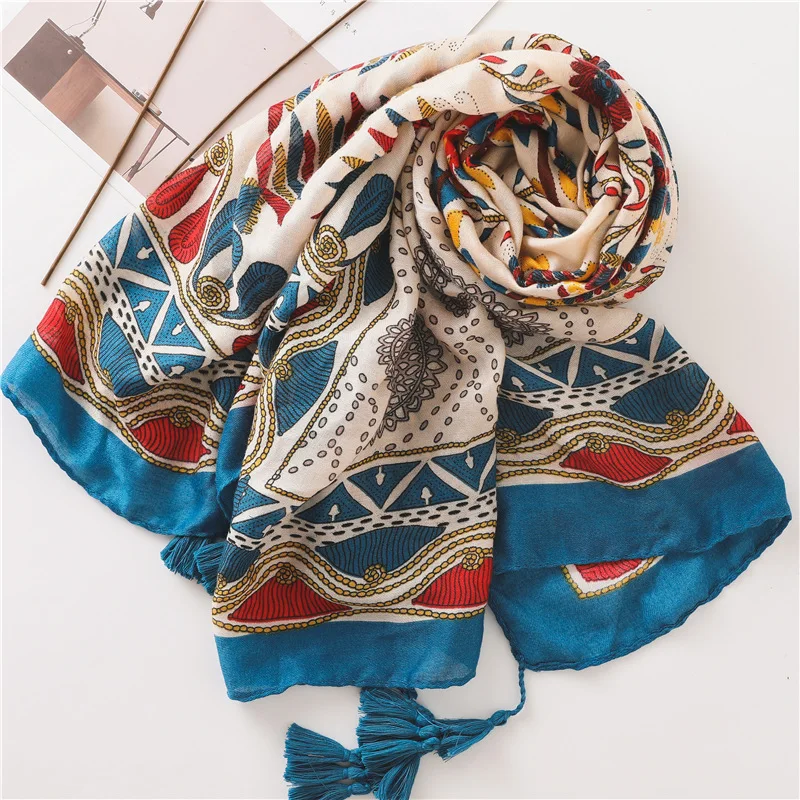 Этнический женский хлопковый шарф большого размера, дизайнерская шаль, одеяло, хиджаб платок на голову, Пляжная накидка, новинка [3558]