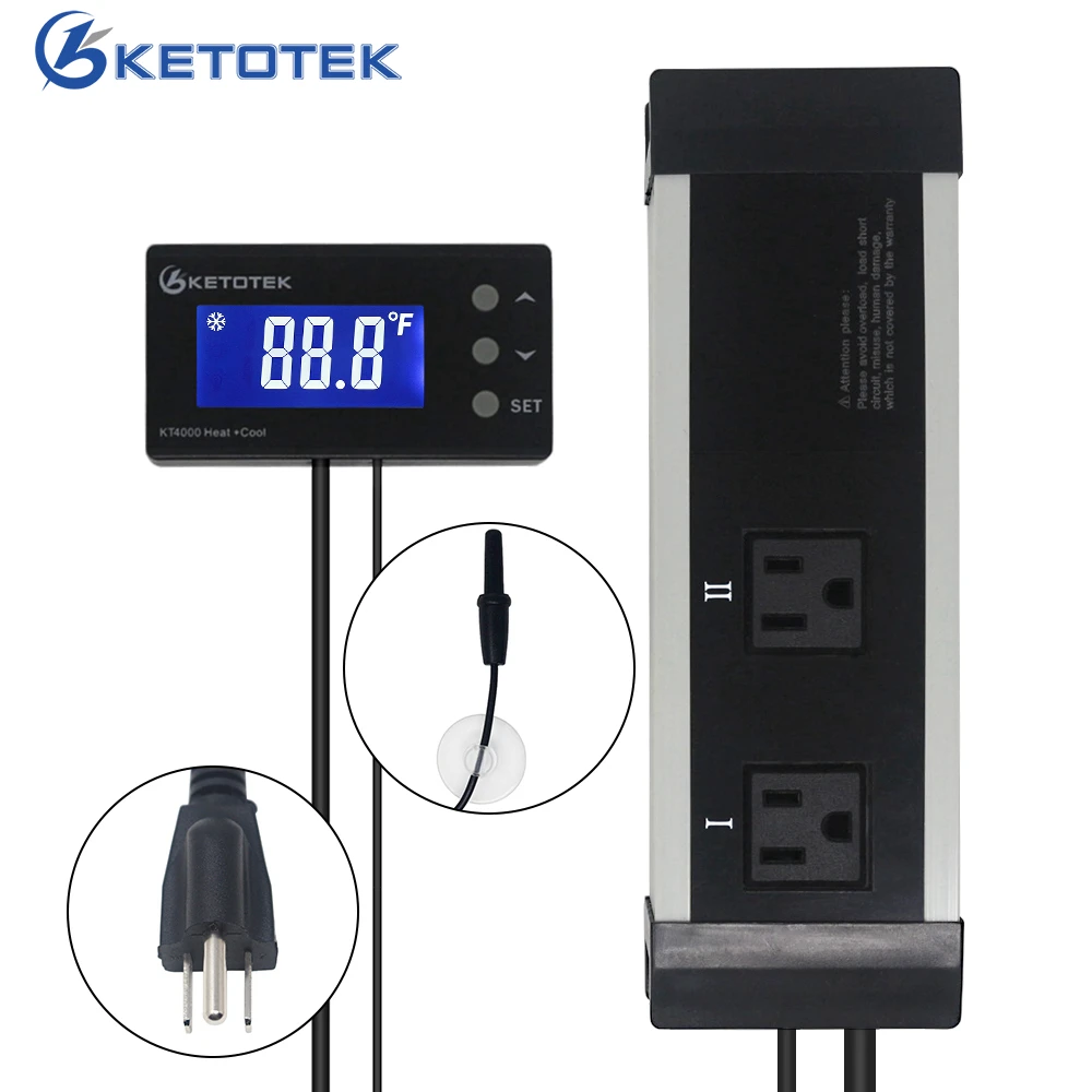 KT4000 Aquarium Thermostat US Plug Socket Pet F Temperature Controller