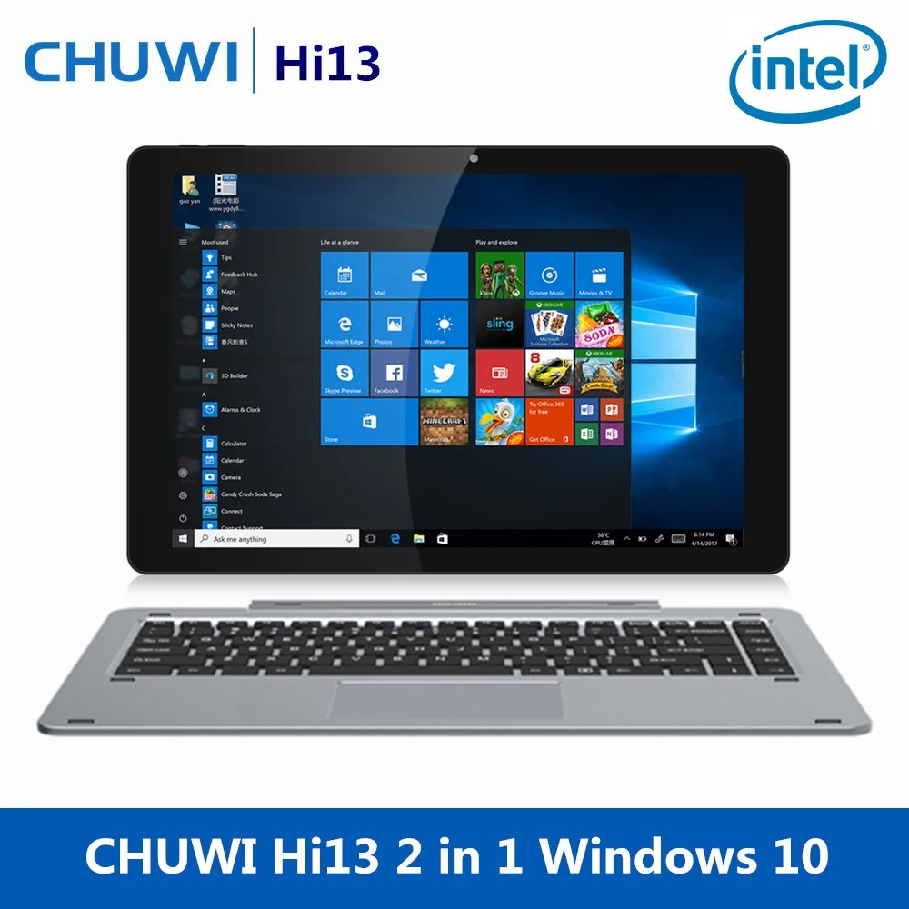 

CHUWI Hi13 13.5 Inch 2 In 1 Tablet Windows 10 Intel Celeron N3450 Quad Core 4GB RAM 64GB Dual WiFi Laptop Camera With Keyboard