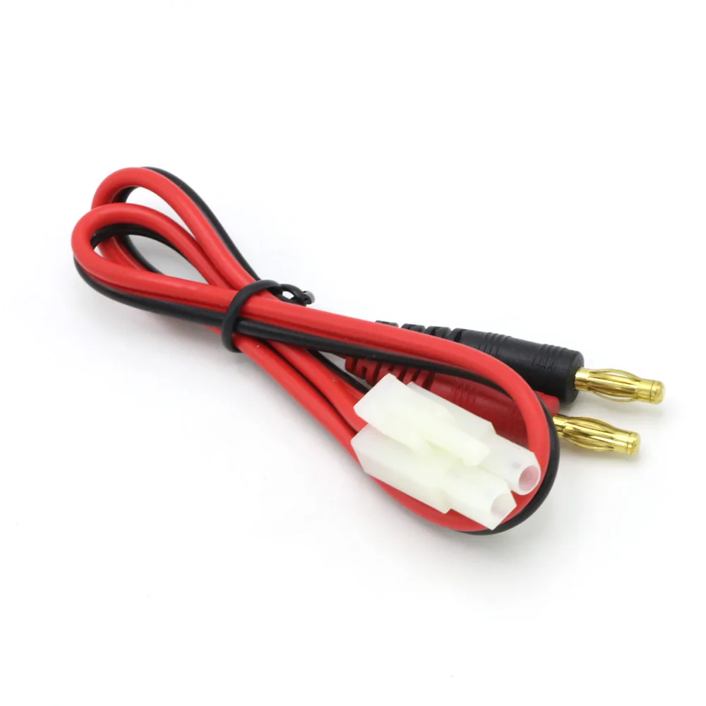 Détail des connecteurs banane du câble adaptateur batterie RC T Plug XT60 Tamiya vers banane 22cm