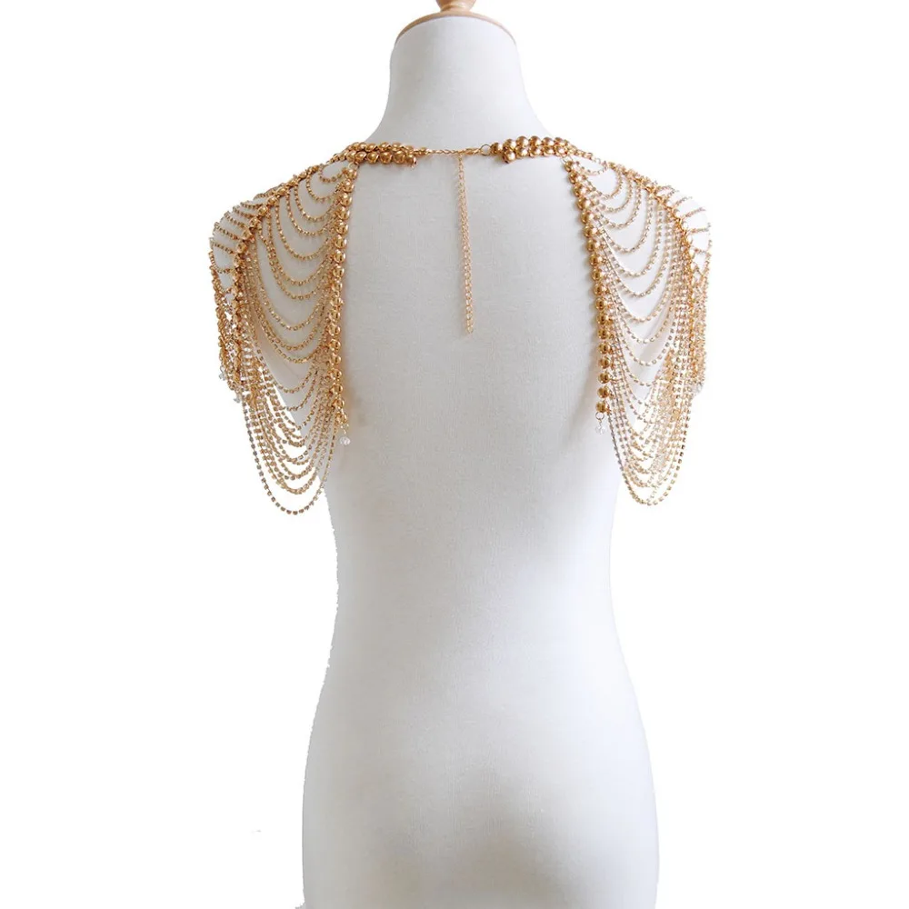 Women Double Shoulder Chain Tassel Necklace Body Chain Necklace Jewelry Wrap