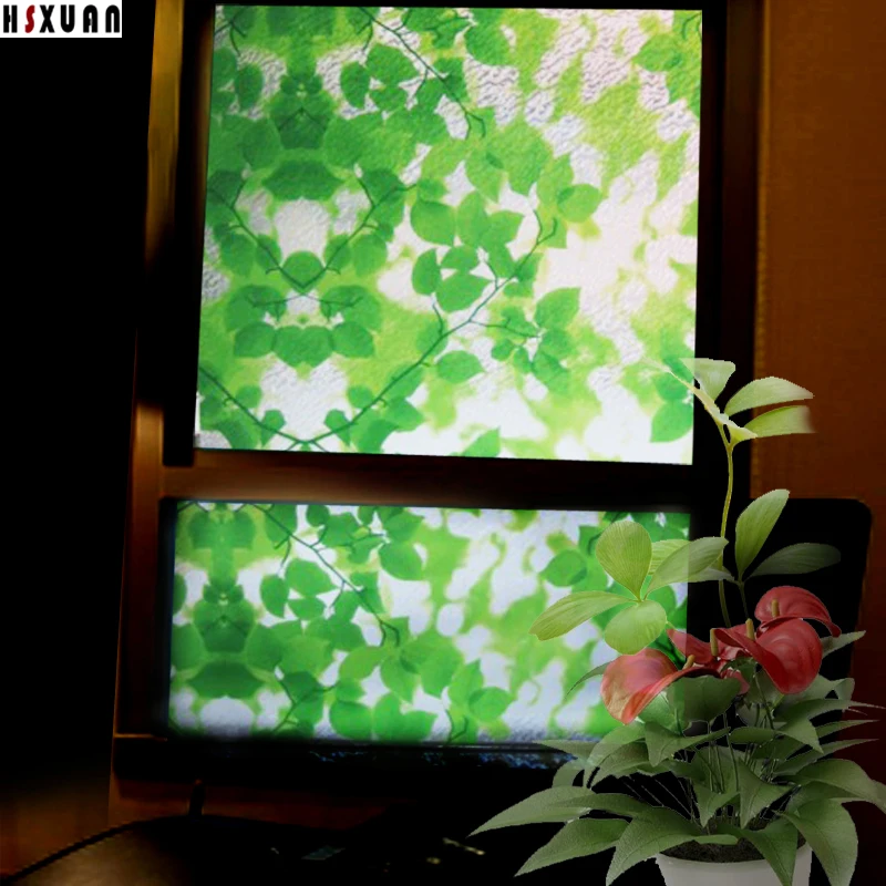 bathroom Window Privacy film 45x100cm frosted Decorative leaf Self