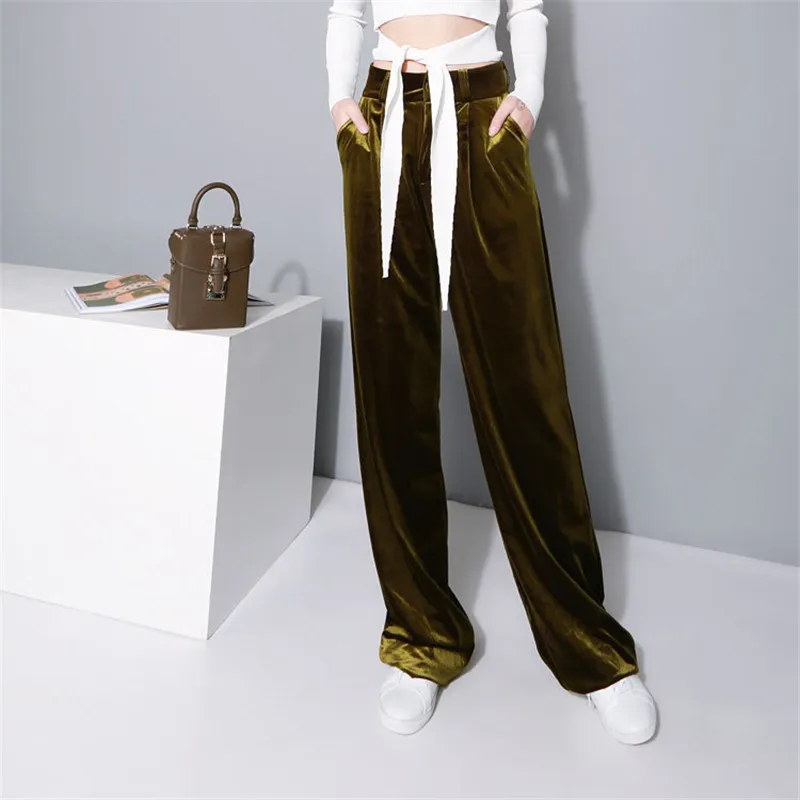 Women Velvet Wide Leg Pants11