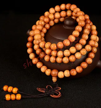 

Natural peach wood, solid wood polished 108 beads hand string, exquisite bracelet, necklace, sweater