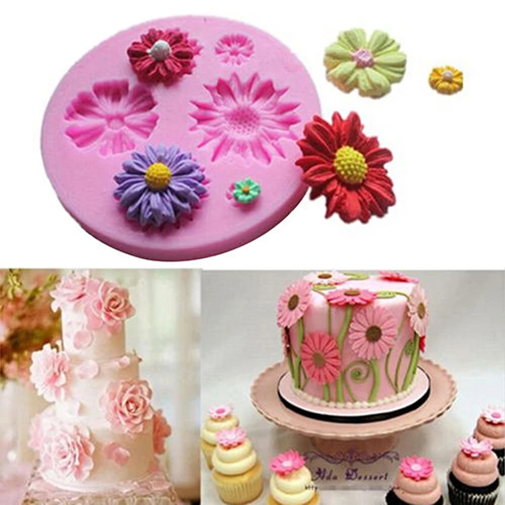 

Flower Shape Fondant Chocolate Molds for Plaster Confectionery Tools For Decorating Cakes Baking Accessories Kitchen Tools