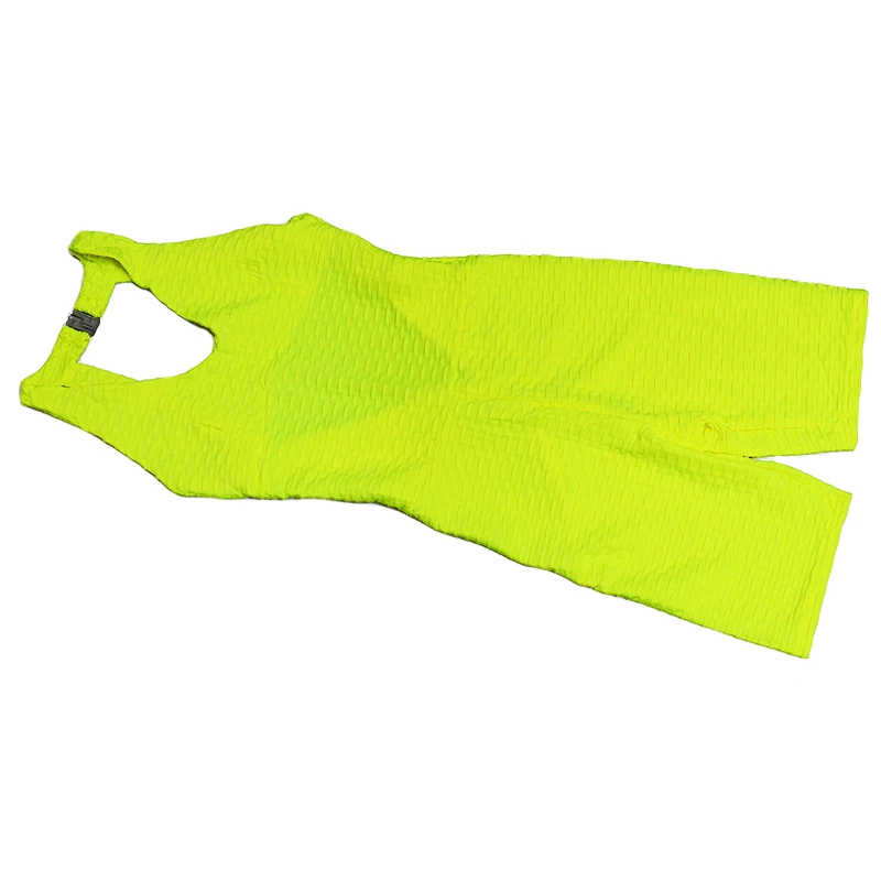 Спортивный костюм для женщин, один предмет, спортивный костюм, сексуальный, открытая спина, пряжка, Йога, набор, высокая талия, скручивание попа, леггинсы для фитнеса, спортивный костюм, штаны - Цвет: Fluorescent yellow