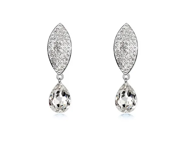 Австрия Кристалл Мода Серьги Романтический Leaf & Teardrop Дизайн Jewelry Серьги Лидер продаж свадебные Bijoux Интимные аксессуары Оптовая продажа