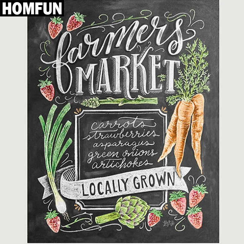 

HOMFUN Full Square/Round Drill 5D DIY Diamond Painting "Vegetable text" Embroidery Cross Stitch 5D Home Decor Gift A06299