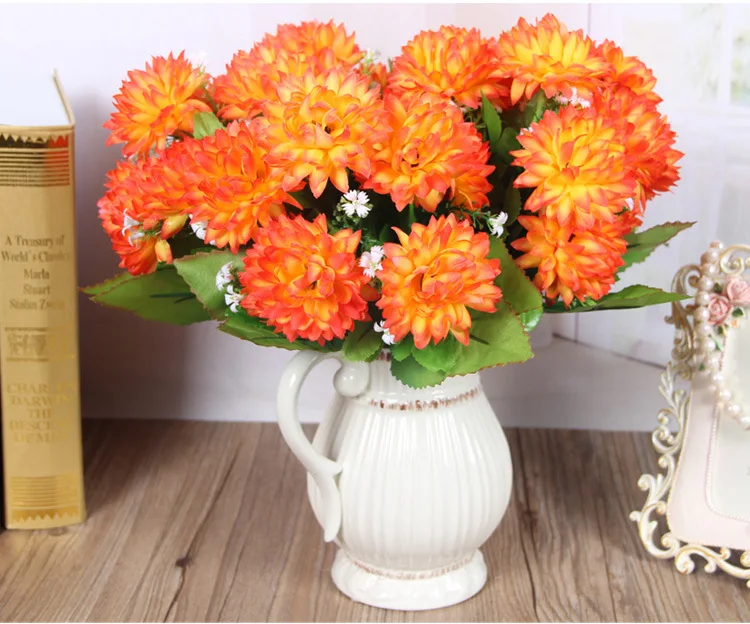 Online Get Artificial Orange Flowers Aliexpress 10 Pcs Hot Ing Orange Artificial Flowers Chrysanthemum Eternal Flower Decoration Real Touch Fake