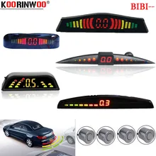 Koorinwoo Parktronic LCD Track colorido Sensor de aparcamiento de coche Four radares zumbador Detector de luces traseras indicador de alerta negro blanco