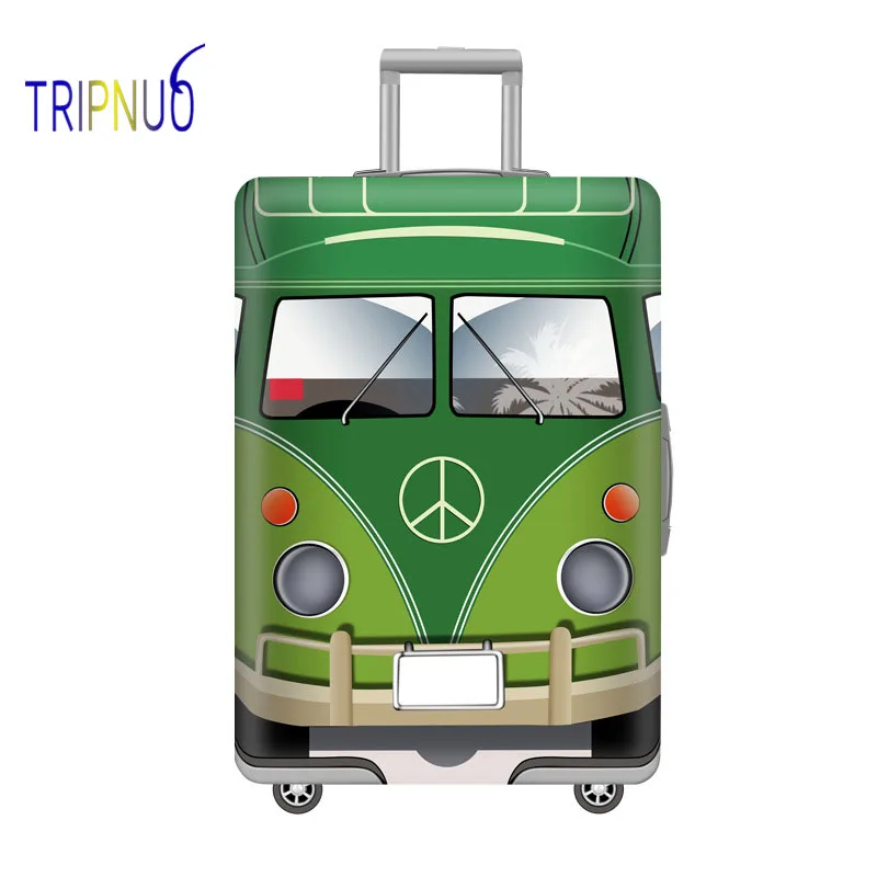 TRIPNUO Green Bus Elastic Thickest Luggage Suitcase Protective Cover For19-32 inch Protect Dust Bag Case Cartoon Travel Cover photo