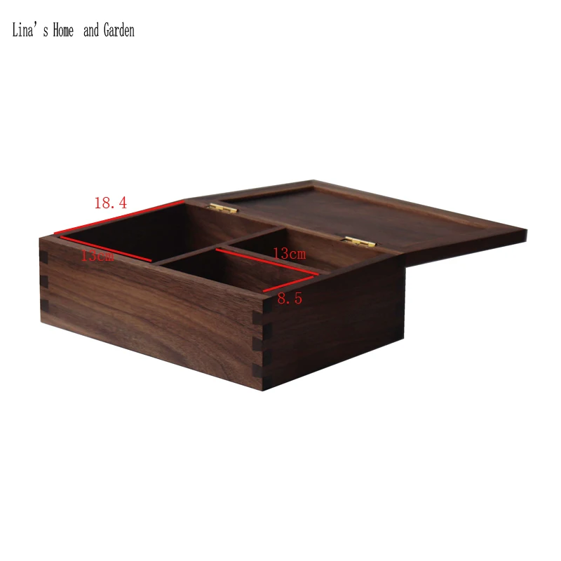 lidded black walnut solid wood keepsake box with 3 compartments (5)